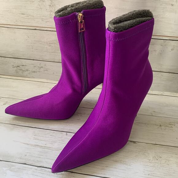 NWB Good American High Kickstand Ankle Booties in Purple Neoprene GA118SN-X - Picture 6 of 13